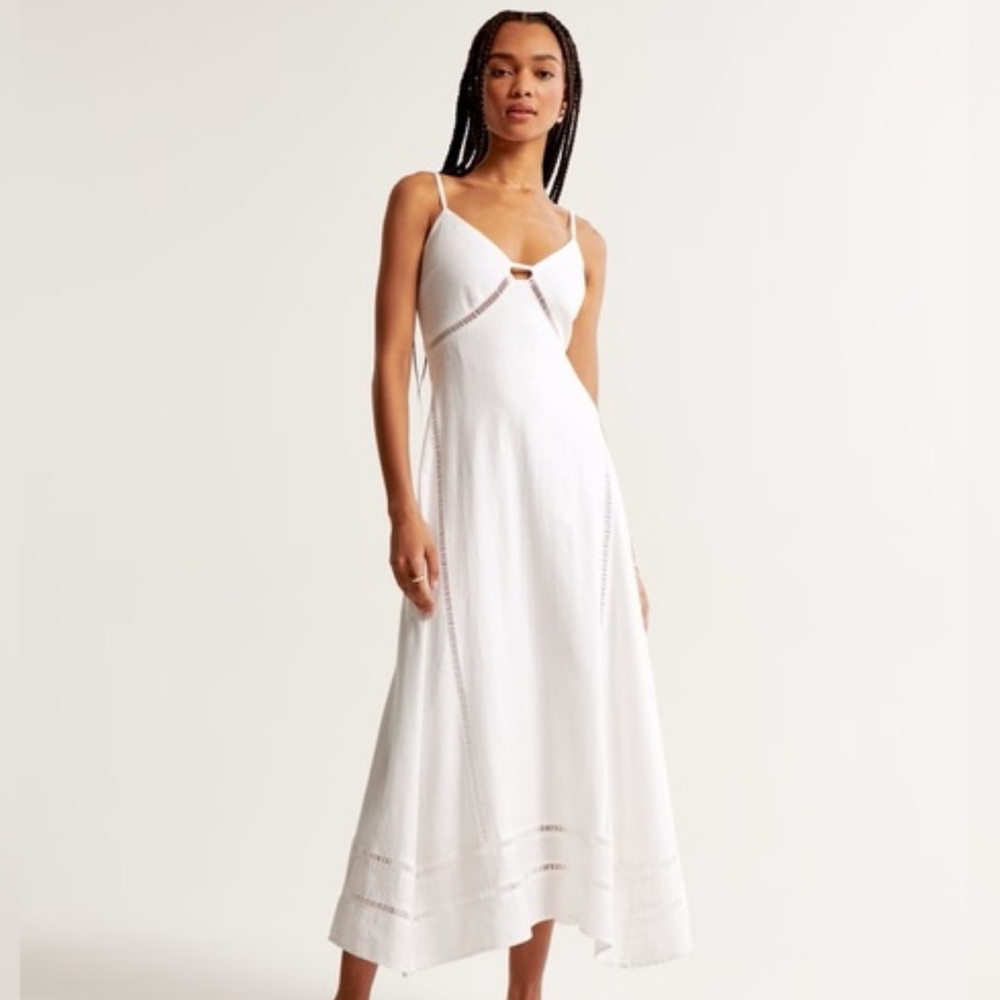 NWT Abercrombie & Fitch White Lace Trim Midi Dress Small